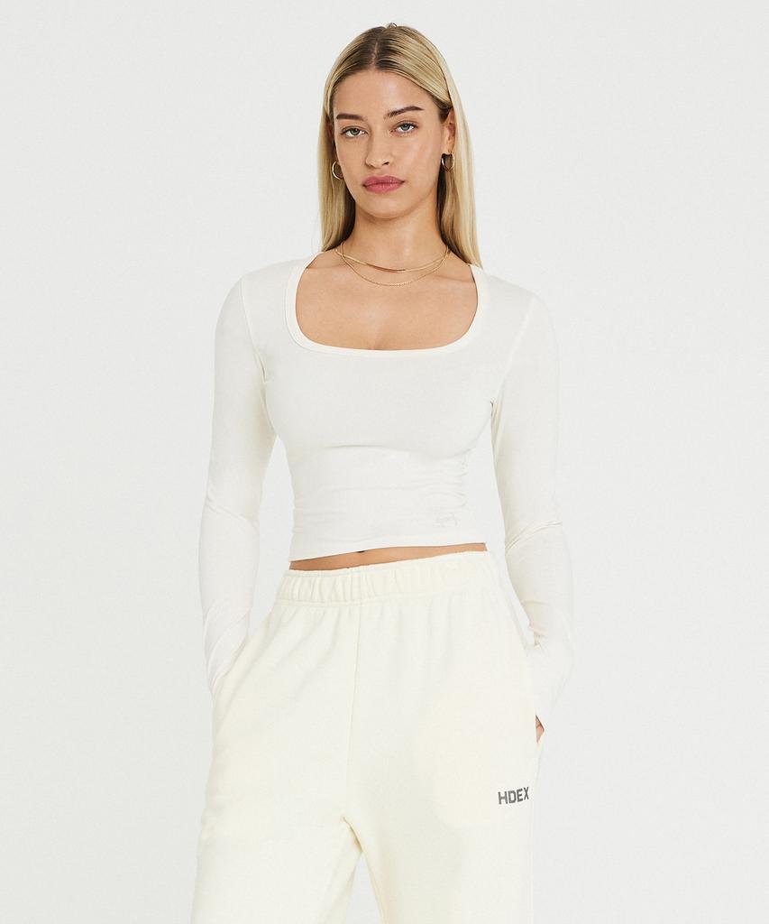 HDEX Women'S Symbol Square Neck Crop Long Sleeve (Bone)