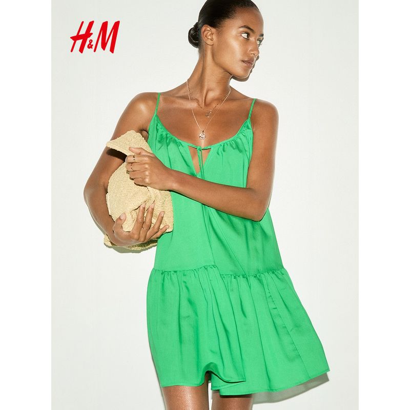 

HM Women s Vest Camisole Dress 2025 Summer New Arrival Loose Backless Vacation Style A- line Skirt 1301262