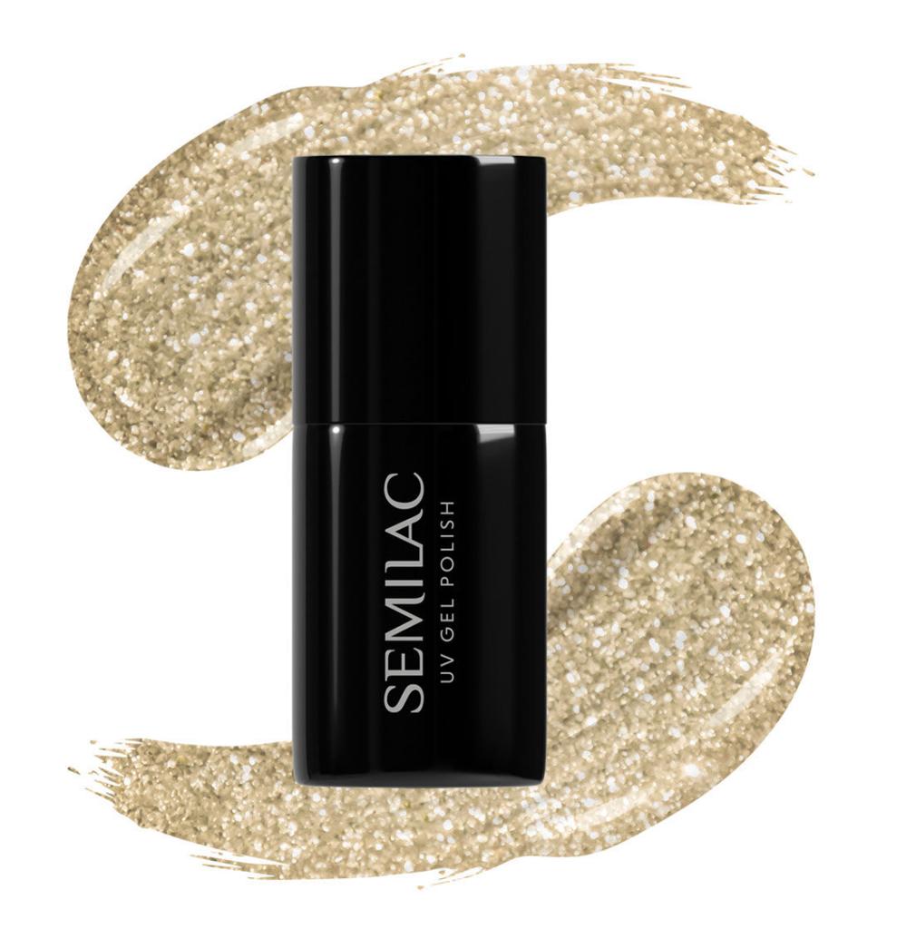 Lakier hybrydowy do paznokci złoty #037 Semilac Gold Disco 7 ml