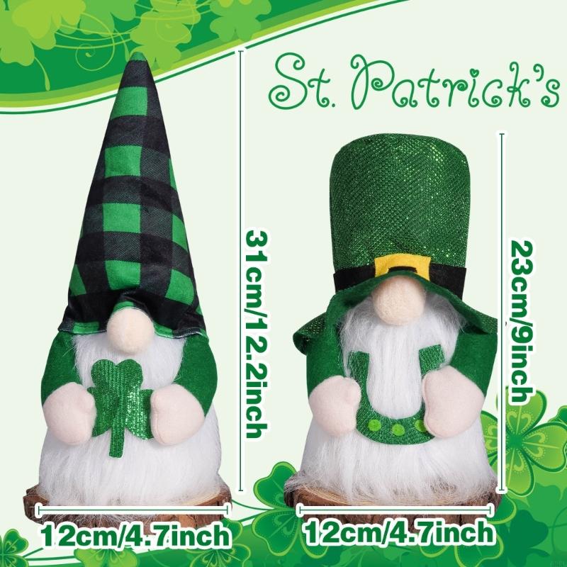 62KD LED Light Up Gnomes Dolls Patricks Day Leprechaun Ornament for Holiday Decors