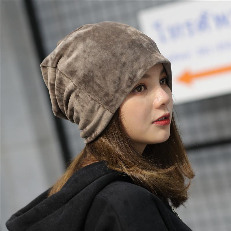 Women's Hat Skullies Beanies Polyester Knitted Hats Beanie Hat Winter Fleece Casual Velvet Women Beanies Hats