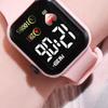 Elektronische Uhr Leuchtendes Quadratisches Zifferblatt Nicht Wasserdicht Verstellbar Bequem Genaue Zeit Herz-Druck Kinder LED Digital Sport Armbanduhr für Tägliches Tragen