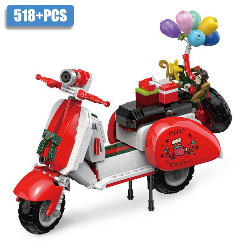 Kreativní MOC Římská dovolená Vespa Slavný motocykl Stavebnice Město Technické Mini závodní auto Kostky Hračky Dárek Pro Děti