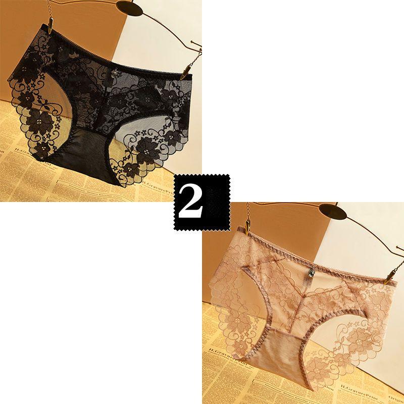 2 Pcs Frauen Höschen Weibliche Sexy Spitze Unterhose Atmungsaktive Dessous Versuchung Transparent Dessous Unterwäsche