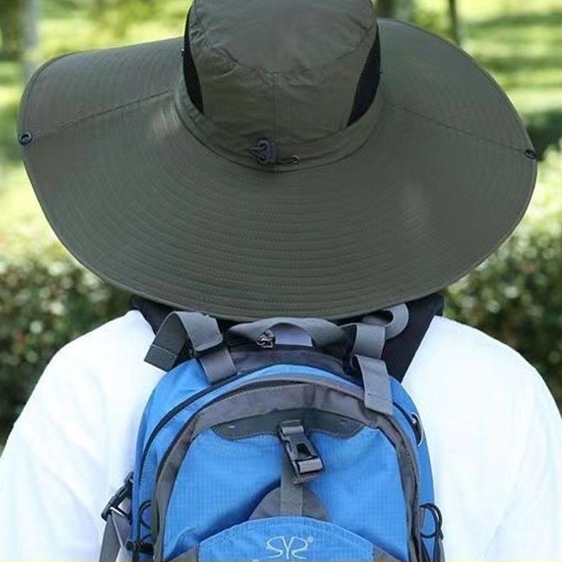 Summer Fishing Hat Breathable UV Protection Large Brim Hiking Cap Men Women Foldable Elastic Outdoor Beach Travel Sun Hat