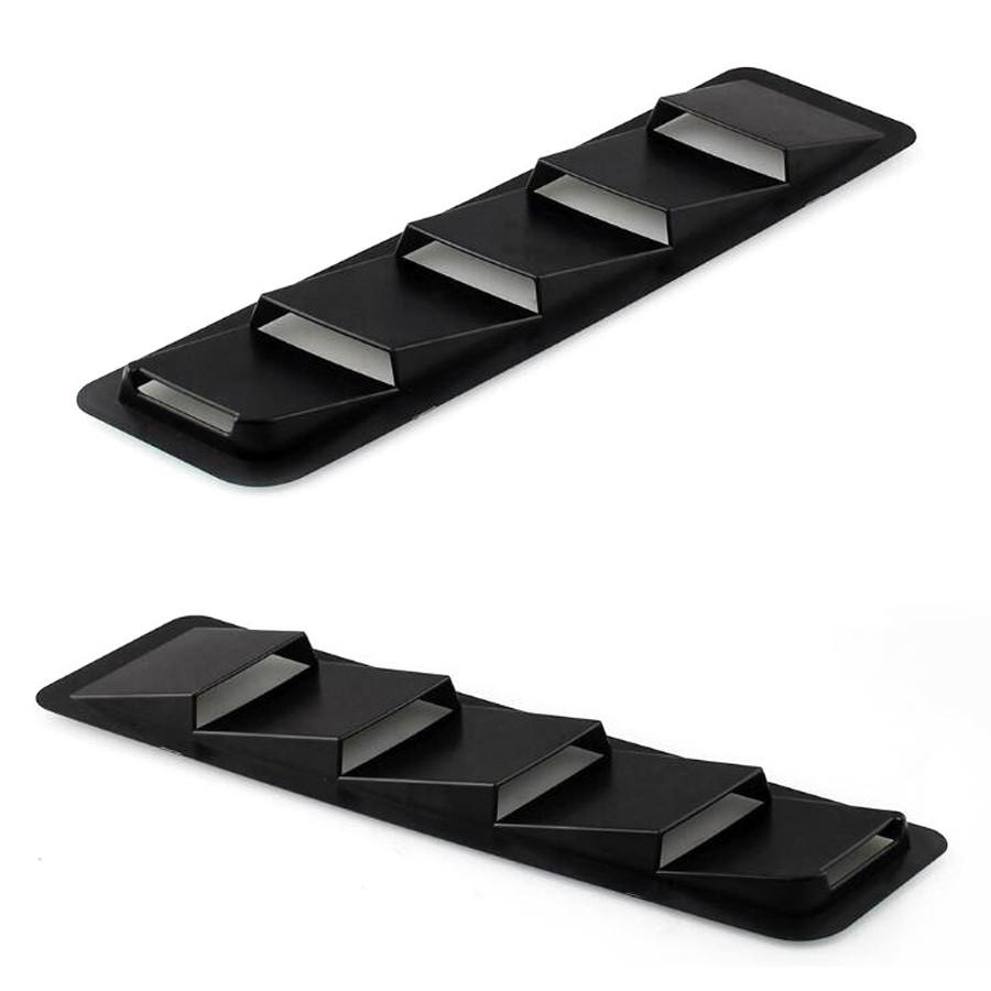 

1 Pair 16.7x4.5 Universal Hood Vents Louver Panel Trim Matte Black ABS