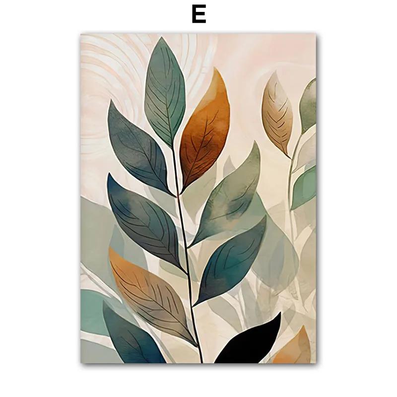 Mural Print Boho Abstract Leaf Cactus Plant Wall Art Canvas Painting Botanical Poster Picture Living Room Home Decor
