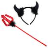 Magic Prop for Halloween Devil Horns Headband Pitchfork Lace Eye Masque Set, Plush Horn Cosplay Red Demon Costume Accessories Adults, Masquerade