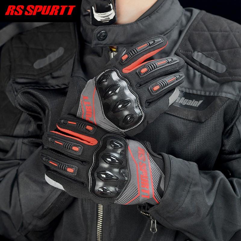 Mens Motorcycle Riding Gloves Summer Breathable Mesh Touchscreen Anti-Slip Crash Protection Cycling Protective Gear Safety