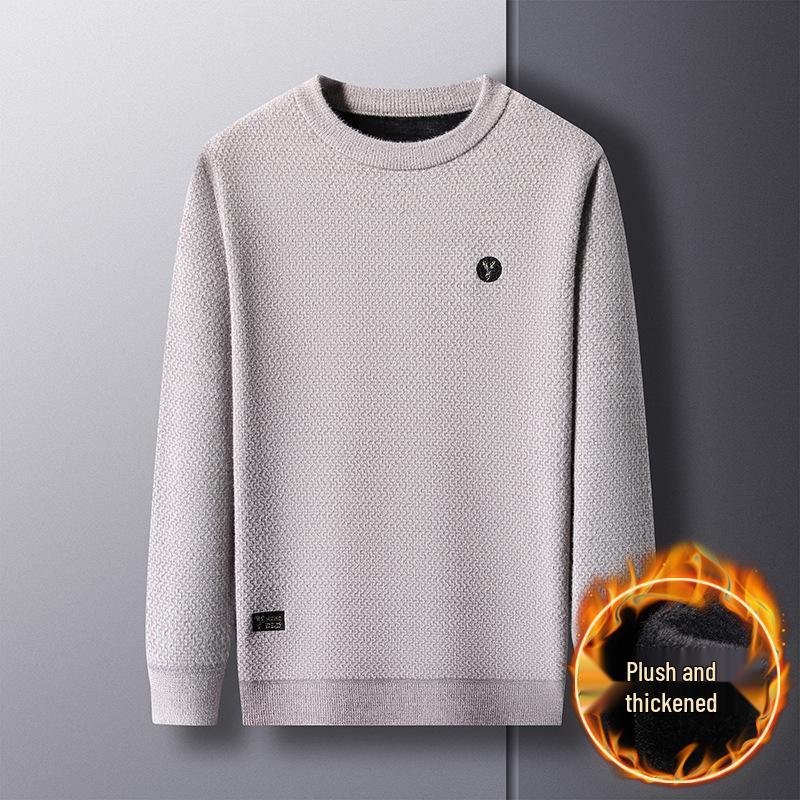 

Men s Winter Velvet Knit Sweater: Warm, Cold-Resistant, Round Neck Pullover for Middle-Aged and Young Men. XXXL верблюд