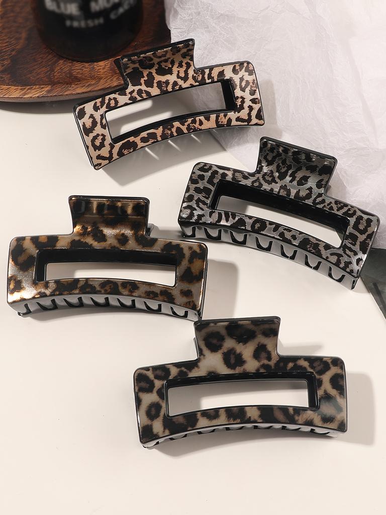 4Pcs Tortoise Hair Claw Clips, Leopard Print Stylish Hair Accessories for Women Fashion Strong Hold Clips for Thick Thin Hair