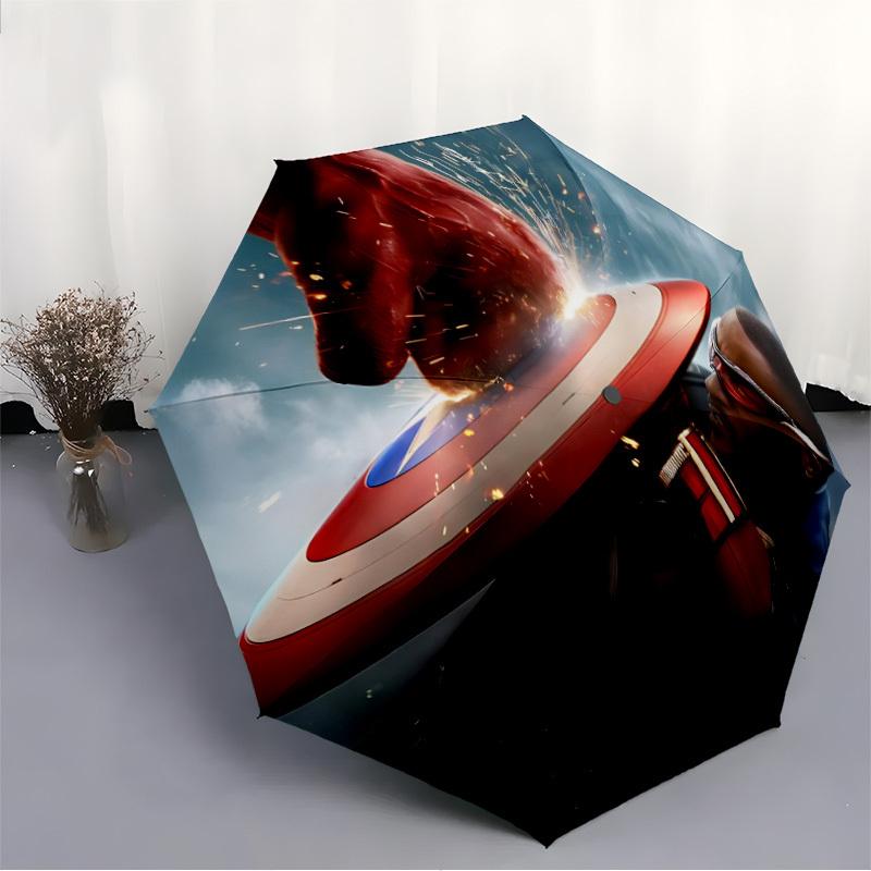1 pièce Parapluie Pliant Automatique Captain America & Toile Auto-Pliante - Cadre en Fer Robuste à 8 Baleinesyy251231031