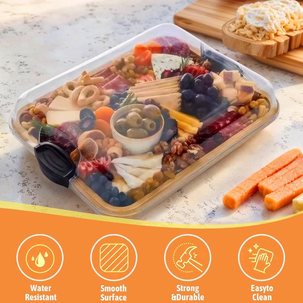 Bamboo Charcuterie Board Tray W/ Lid Cheese Platter Serving Tray Charcuterie Board for Kitchen Cooking Family Party Gift