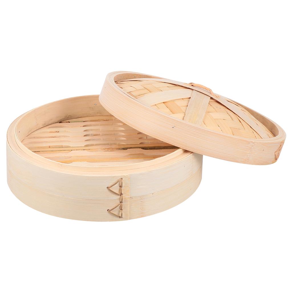 Parowar wielokrotnego użytku bambusowy kosz Dim Sum Pot metalowy warzywny jedzenie z pokrywką wielofunkcyjny