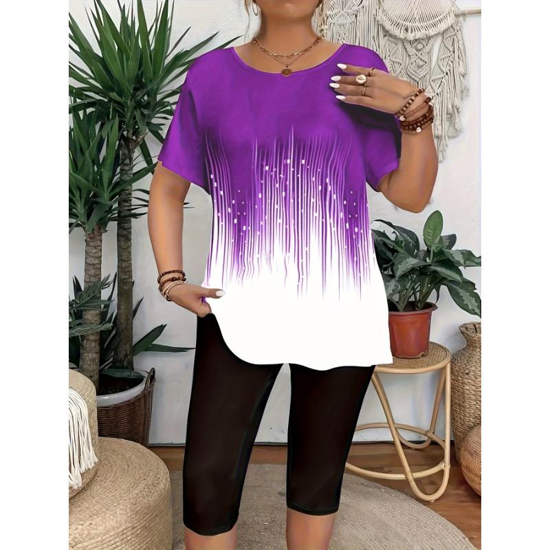 Plus Size Women's Elegant Casual Printed T-Shirt Tops