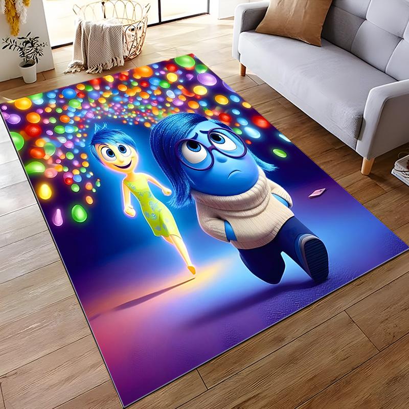 Flannel Rug Inside Out Joy and Sadness Walking in Colorful Tunnel Art Decor