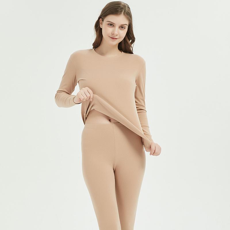 Schwarz & Weiß Rundhals Gebürstetes Thermounterwäsche-Set: Unisex Elastische Einfarbige Warmwäsche