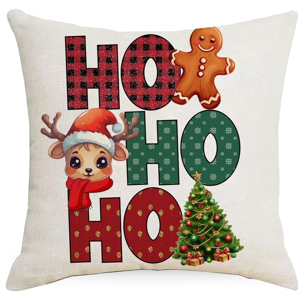 Christmas Tree Santa Claus Gift Series Linen Pillowcase Cushion Cover