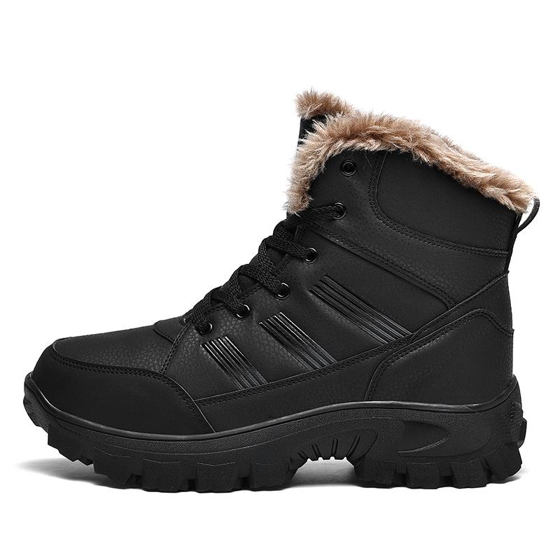Men's Snow Boots Men's Casual Winter Shoes Platform Anti Slip Warm Fur Ankle Boots Plush Combat Outdoor Hiking Motorcycle Boots