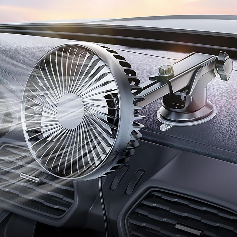 Car Suction Fan Rotatable Adjustable Windshield Fan With Strong Suction Low Noise Telescopic Compact 3-Speed Settings Air