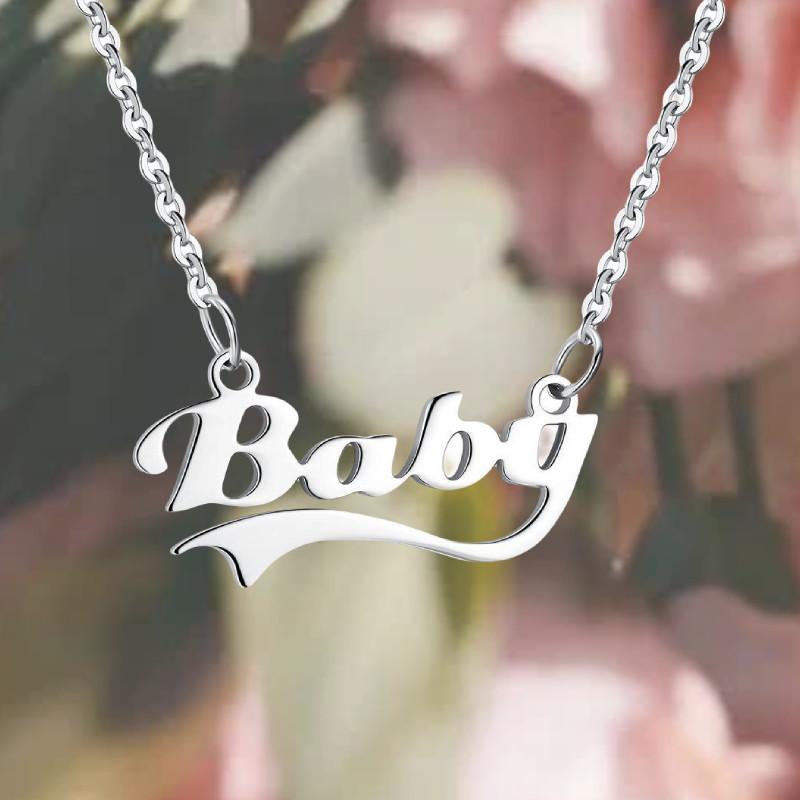 Elegant Stainless Steel Baby Letter Necklace Forever Love Gift For Valentine's Day