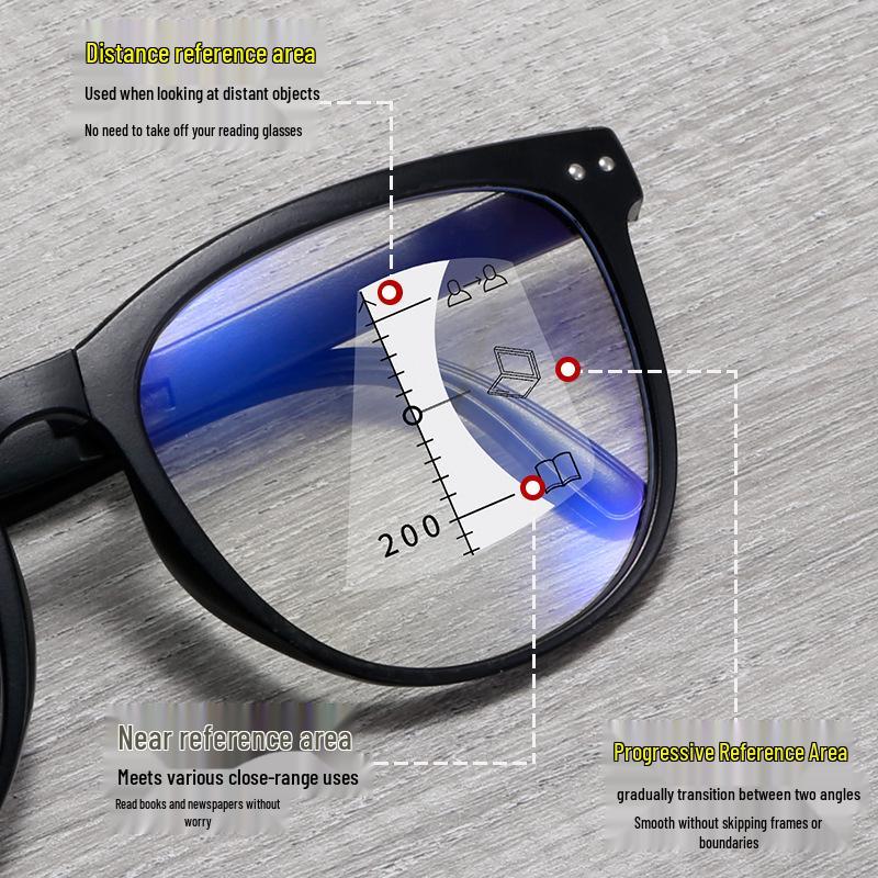 New Unisex Folding Multifocal Anti-Blue Light Reading Glasses - See Far and Near, Dual-Use Presbyopic Glasses