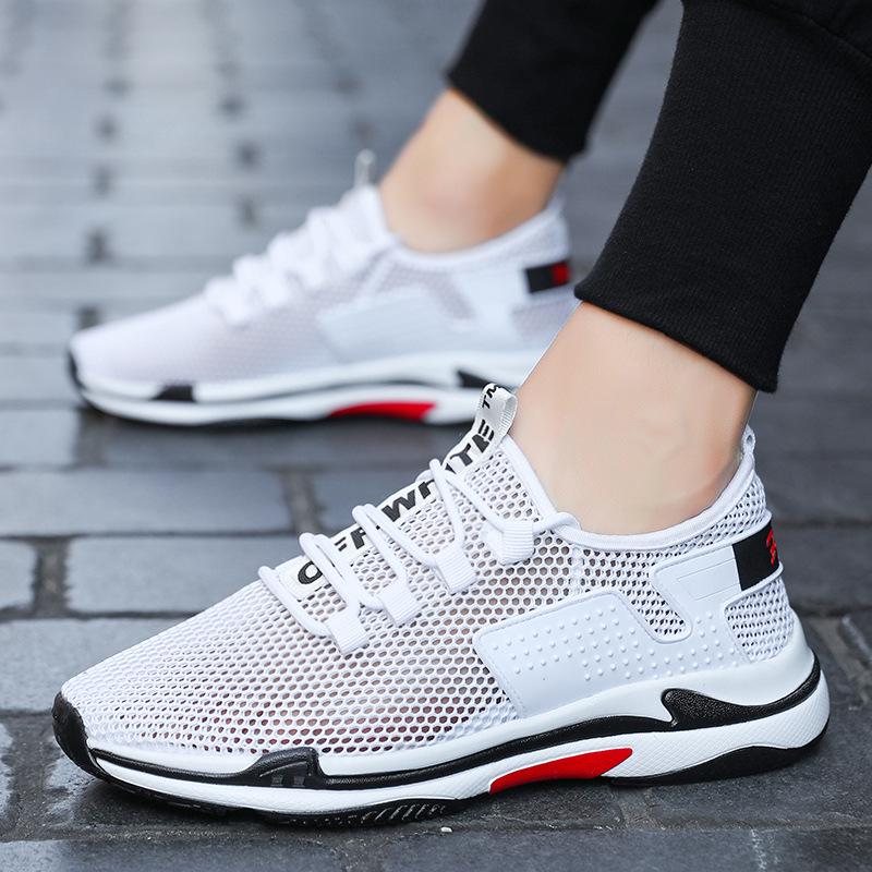 

fashion Summer men s shoes mesh lace up fashion shoes breathable men s casual shoes 10.5 белый