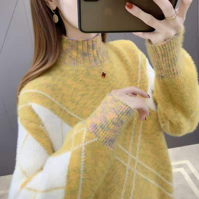 Vintage Sweaters Women Pullover Winter Striped Jumpers Korean Style Oversized Sweater Knitwear Casual Loose Pullover Pull