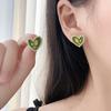 Tulip Heart Pearl Earrings Niche Design High-end Earrings Elegant Fashion Avocado Green Jewelry