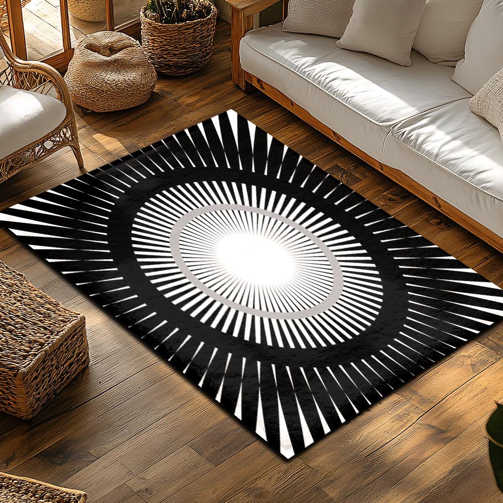 Tuniu Black White Geometric Rug Modern Home Floor Carpet Mat Room Decor