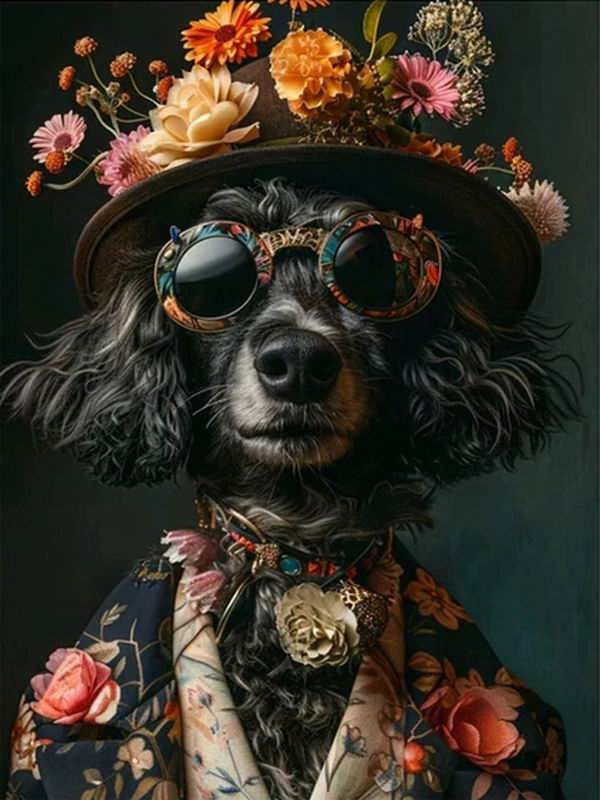 Dog Hat Flower Diamond Painting New Arrivals Animals Diy Full Square Round Drill Rhinestone Embroidery Sale Mosaic Cross Stitch Kits Wall Decor