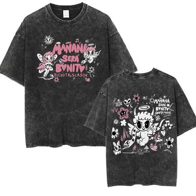 T-shirts imprimés rétro Karol G Mañana Sera Bichota Homme Femme Vintage Lavé Haute Qualité T-shirt Mode Harajuku T-shirt Oversize