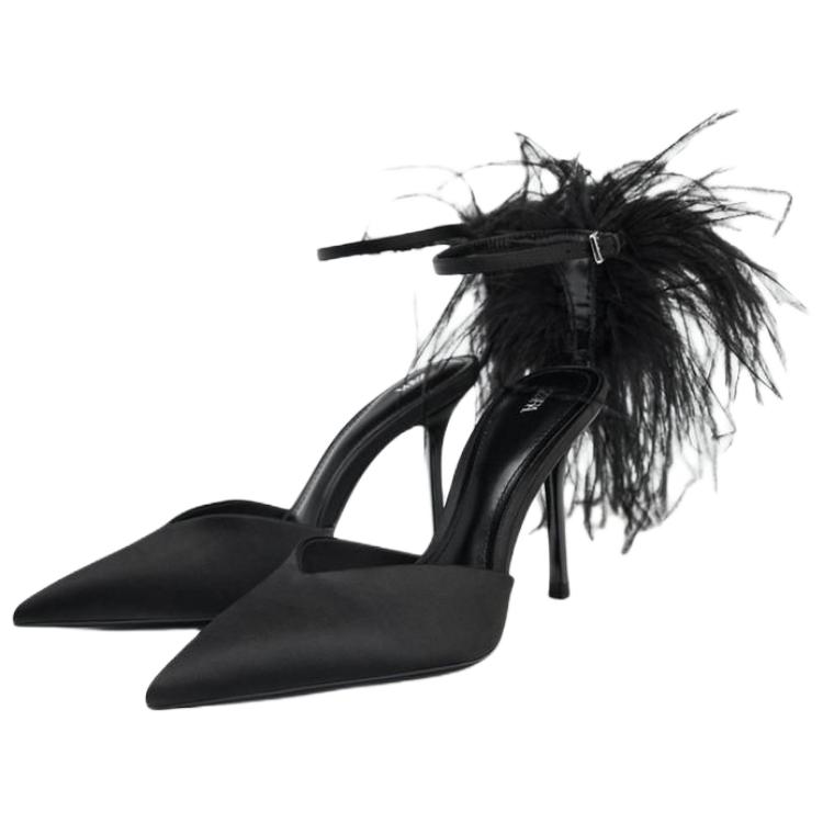 Zara Elegantní Stylové Jehlové Podpatky 10Cm Dámské Podpatky Černé 2202610800