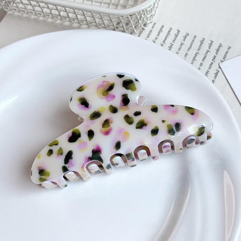 Matte Texture Leopard Print Hair Claw Korean Ombre Floral Hair Gripper Non Slip Strong Hold for Thick Curly Hair