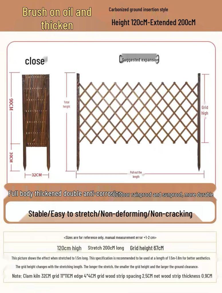 Anticorrosive Wooden Garden Fence: Outdoor, Courtyard Railing, Flower Stand & Climbing Frame