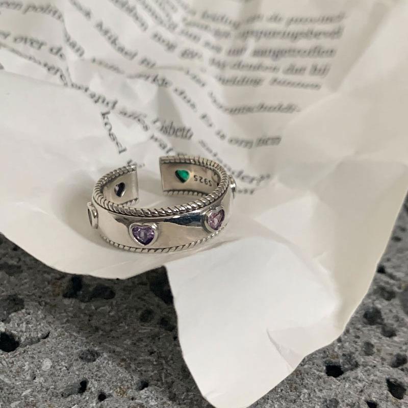 

Heart Stylish Summer Ring With Colorful Rainbow Zircon For Women Modern