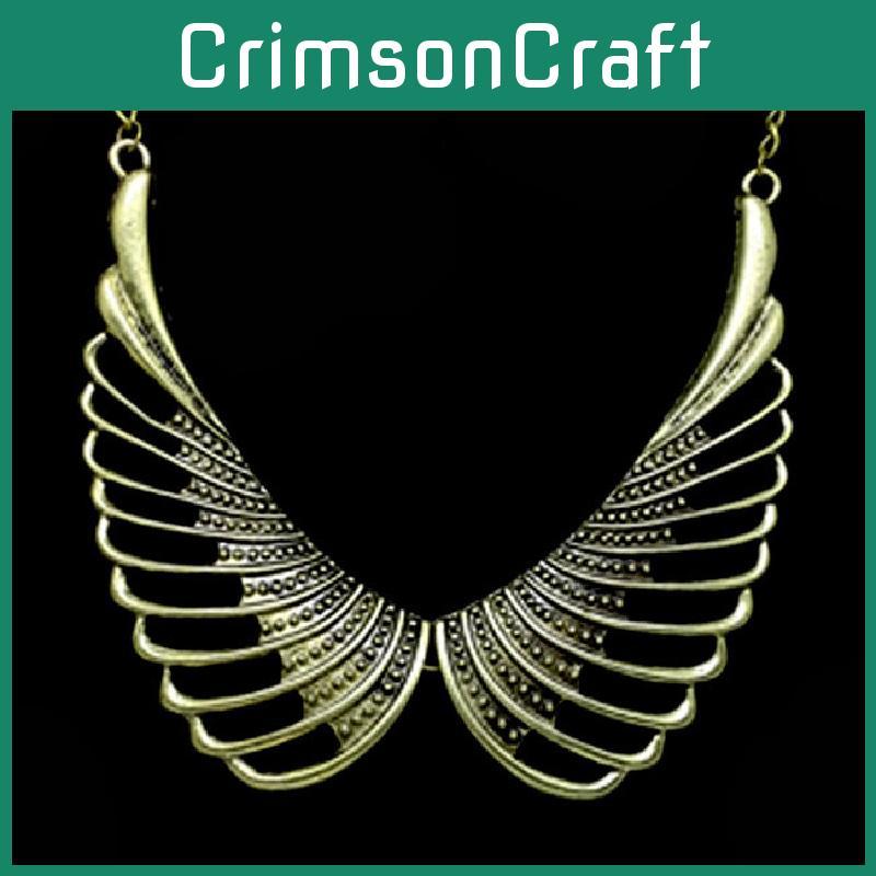 Fashionable Retro Angel Wing Pendant Women Metal Necklace Accessory