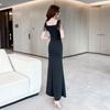 Temperament night show ktv evening dress sexy V-neck sauna technician work clothes bath dress slim split skirt