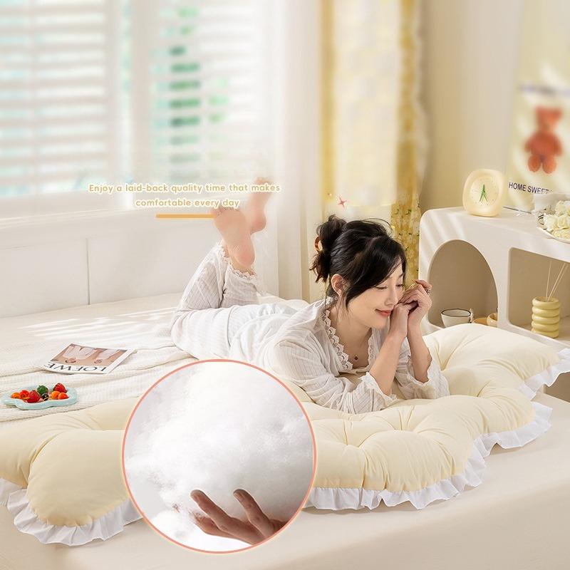 Solid Color Bede Pillow Backrest Sle Dormitory Bedroom Tatami Waist Support Soft Pack Large Pillow Non-Sagging Fixed