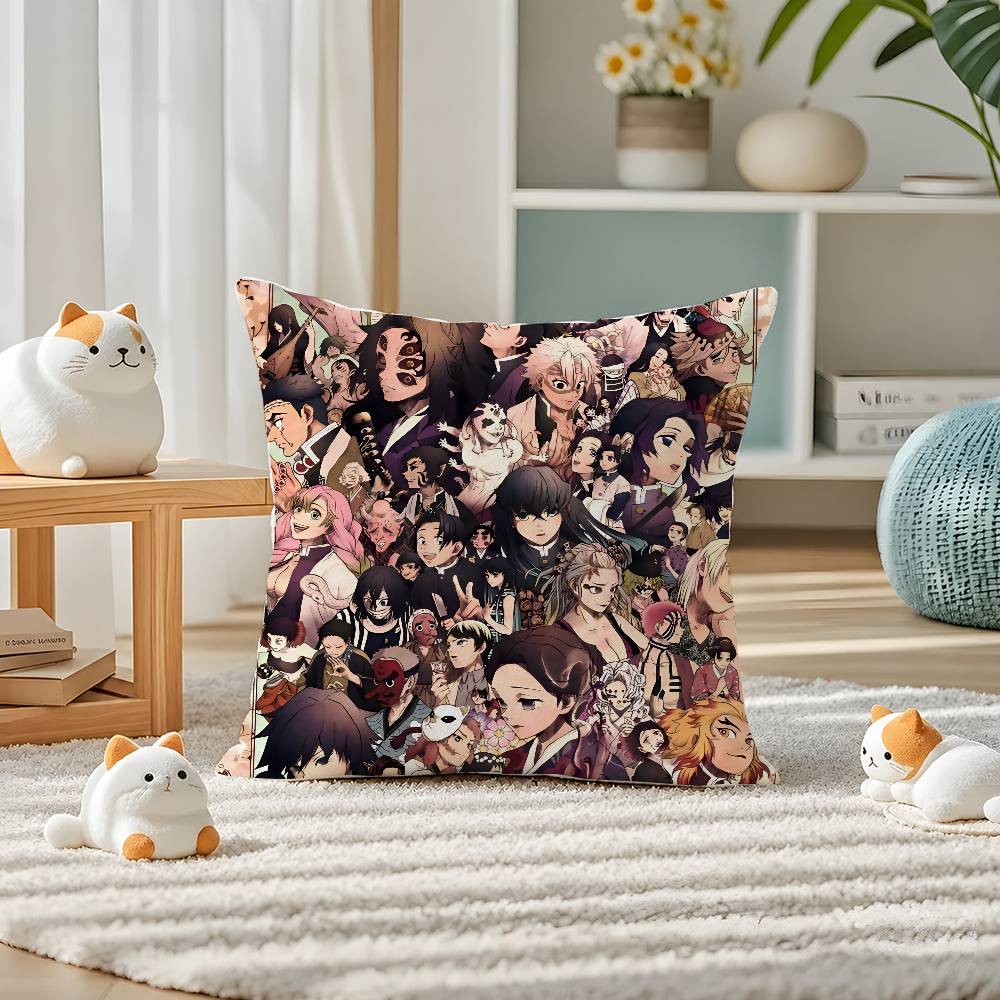 Demon Slayer Shinazugawa Sanemi Anime Plush Pillow Cover Soft Short Plush Cushion Cover For Sofa Bedroom Home Decor Gift