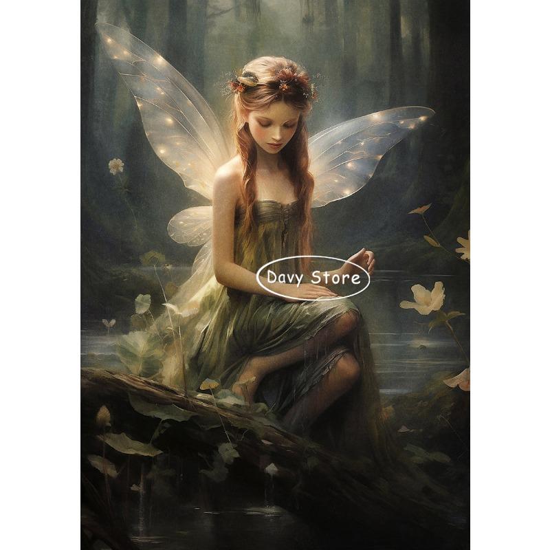 Dark Forest Fairy Flower Botanical Goblincore Aesthetic Vintage Posters Prints Canvas Painting Wall Picture for Room Home Decor