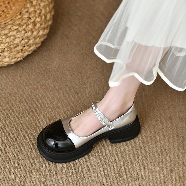 Mary Jane Shoes Female Spring and Fall Flat Single Shoes Thick Bottom Shoes British Style Fashionable and Comfortable