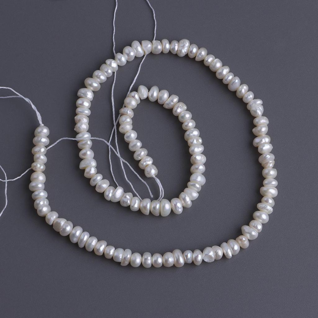 5-6mm Flat Spacer Beads: Natural Freshwater Nucleus-Free Pearls for DIY Jewelry