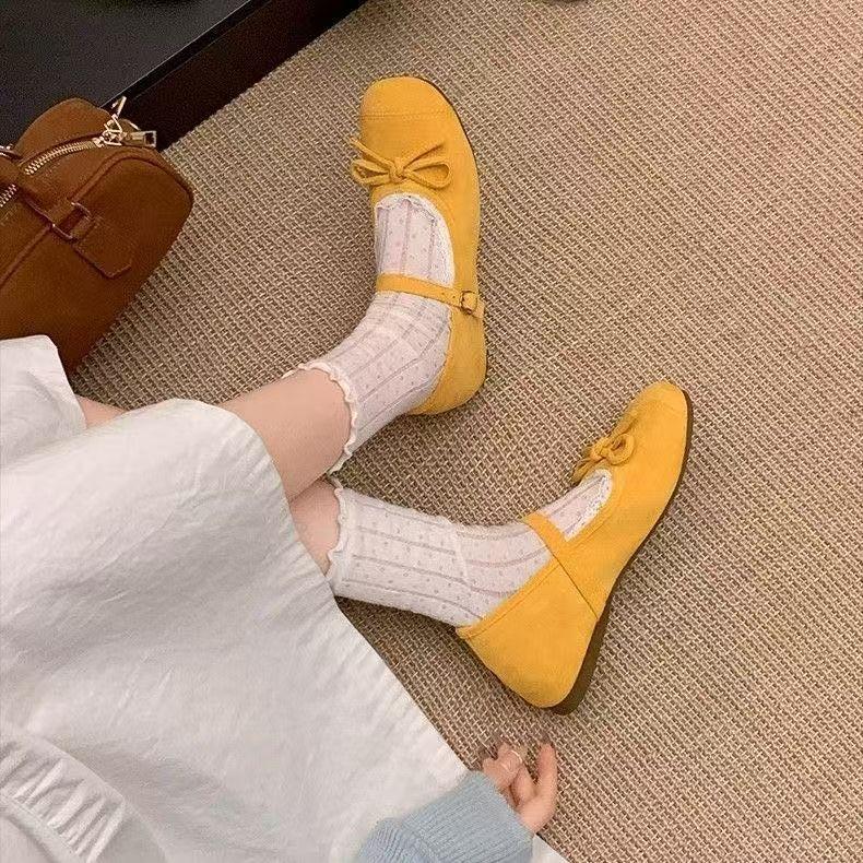 French Temperament One-word Belt Inner Height-increasing Single Shoes 2025 New Fairy Bow Shallow Mouth Mary Jane Shoes Women