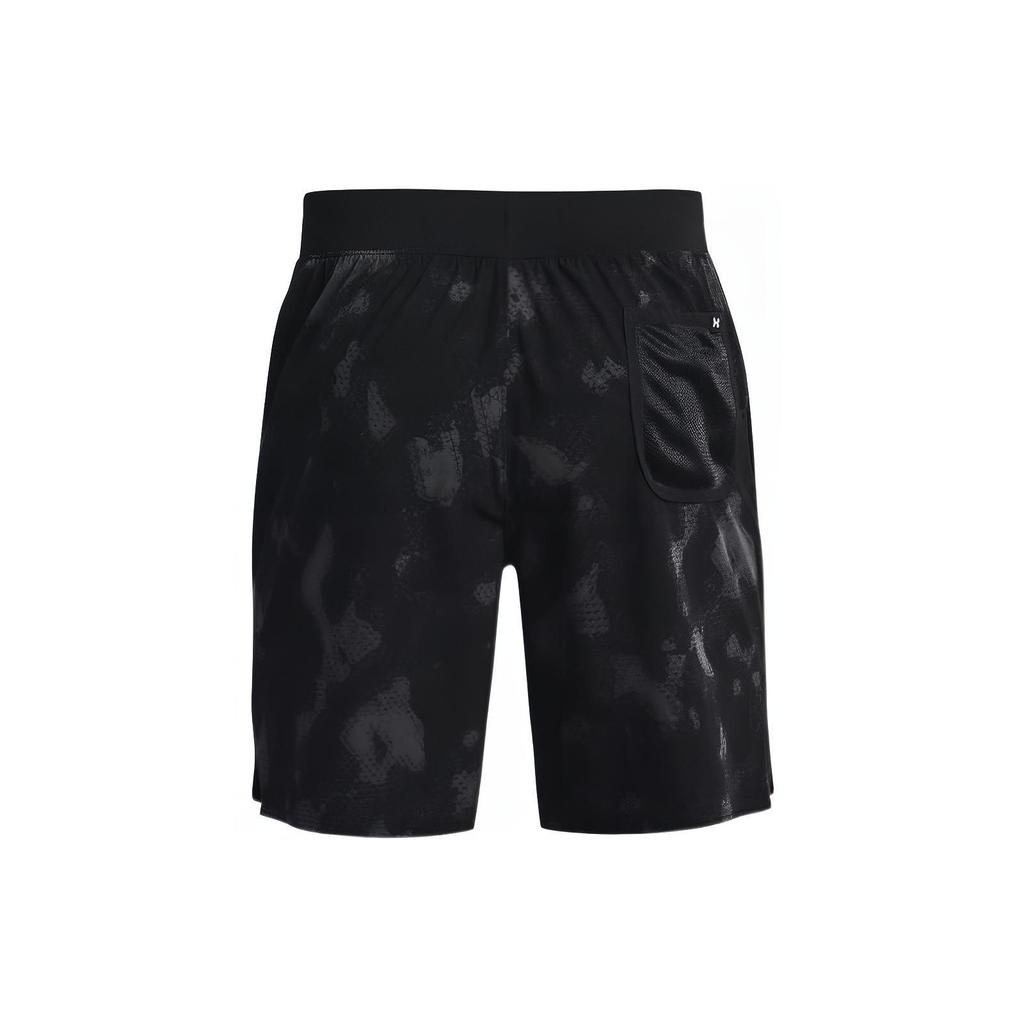 Under Armour Project Rock Johnson Logo Print Straight-Leg Sports Shorts Men Bottoms Black 1377438-001