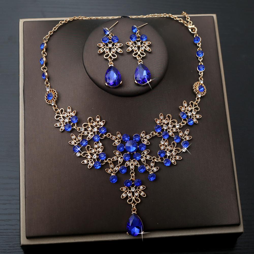 

3 шт. Дворцовый Классический Стиль Барокко Кристалл Свадебный Стразы Ожерелье Серьги Высококлассный Роскошный Банкет Вечеринка Платье Набор Цирконий 57cm