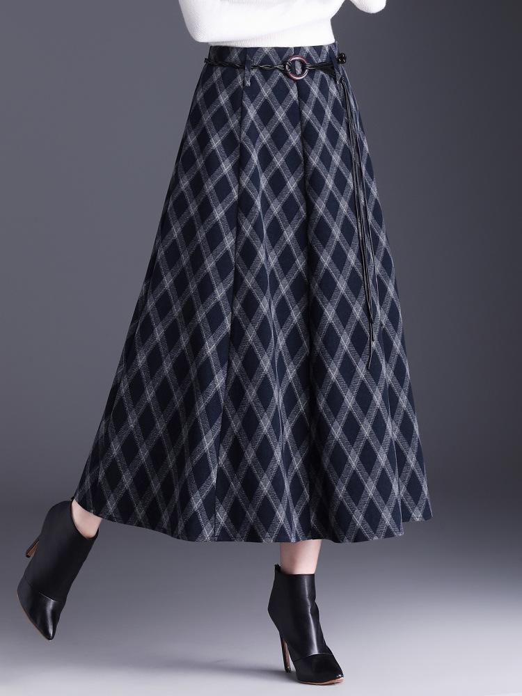 Plaid Pleated A-Line Skirt, Winter 2025 High-Waisted Slimming Style