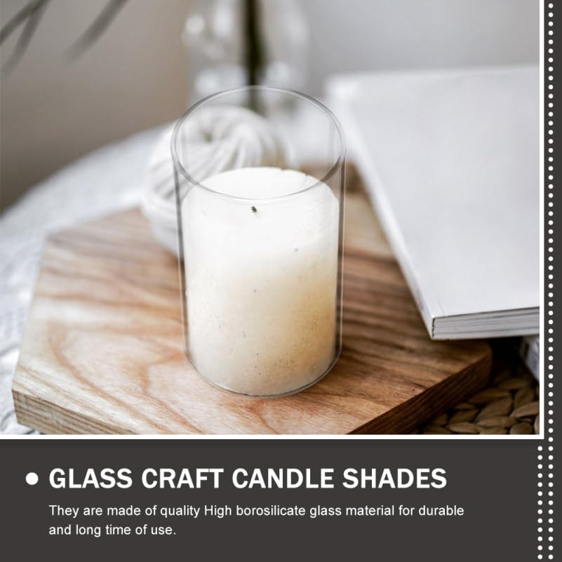 FRCOLOR Glass Candle Holder, 2-Piece Set, Clear Candle Shade, Glass Candle Cover, Windproof, for Candle Holders, Decorative Fixtures