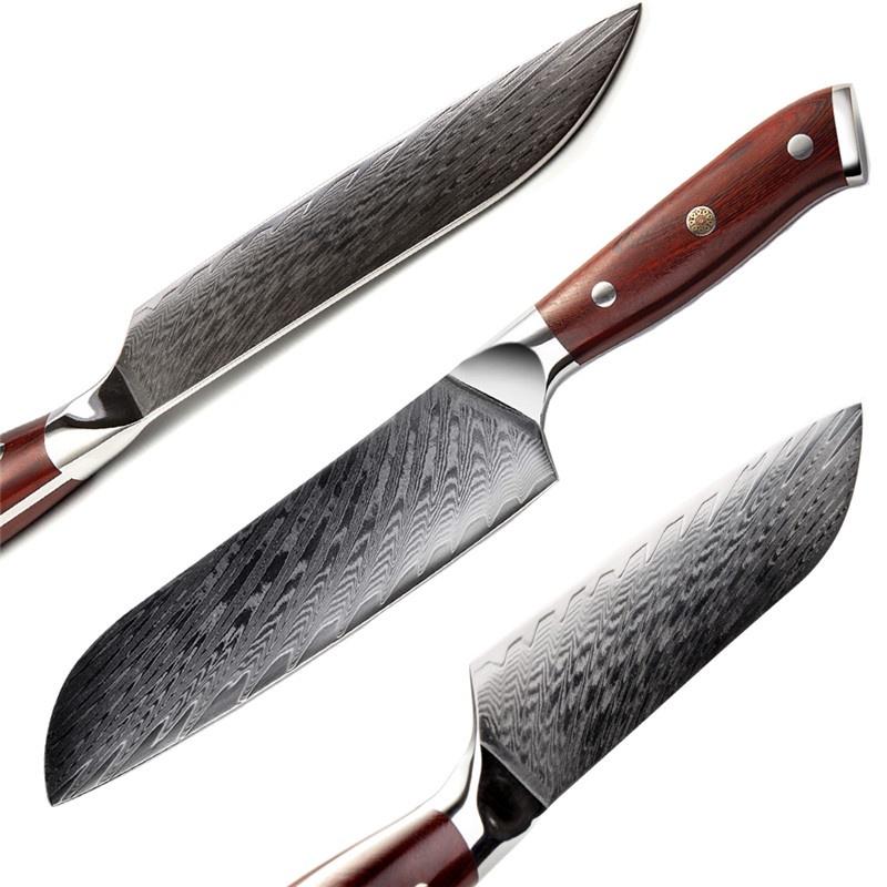GRANDSHARP Santoku Knife 6.9'' Japanese Damascus 67 Layers Vg10 Steel Chef Kitchen Knife Cutting