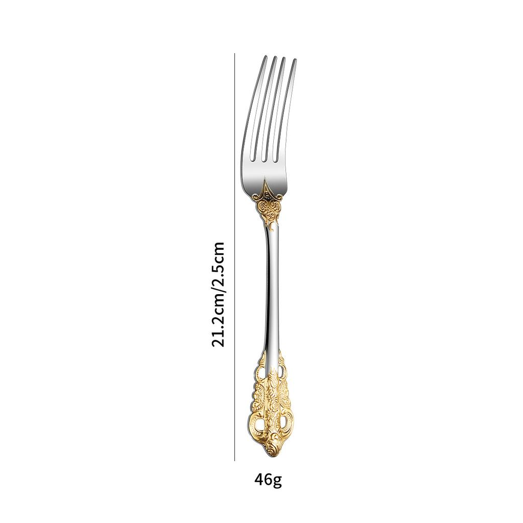 304 Palace tableware knife, fork, spoon set European retro Western tableware steak knife and fork 5-piece gold color/1pc